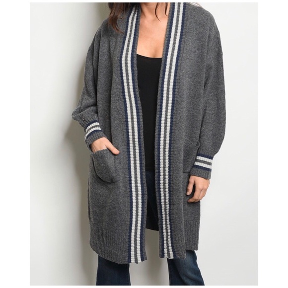 LAST1️⃣//MOCHA VARSITY STRIPED CARDIGAN - Picture 8 of 8